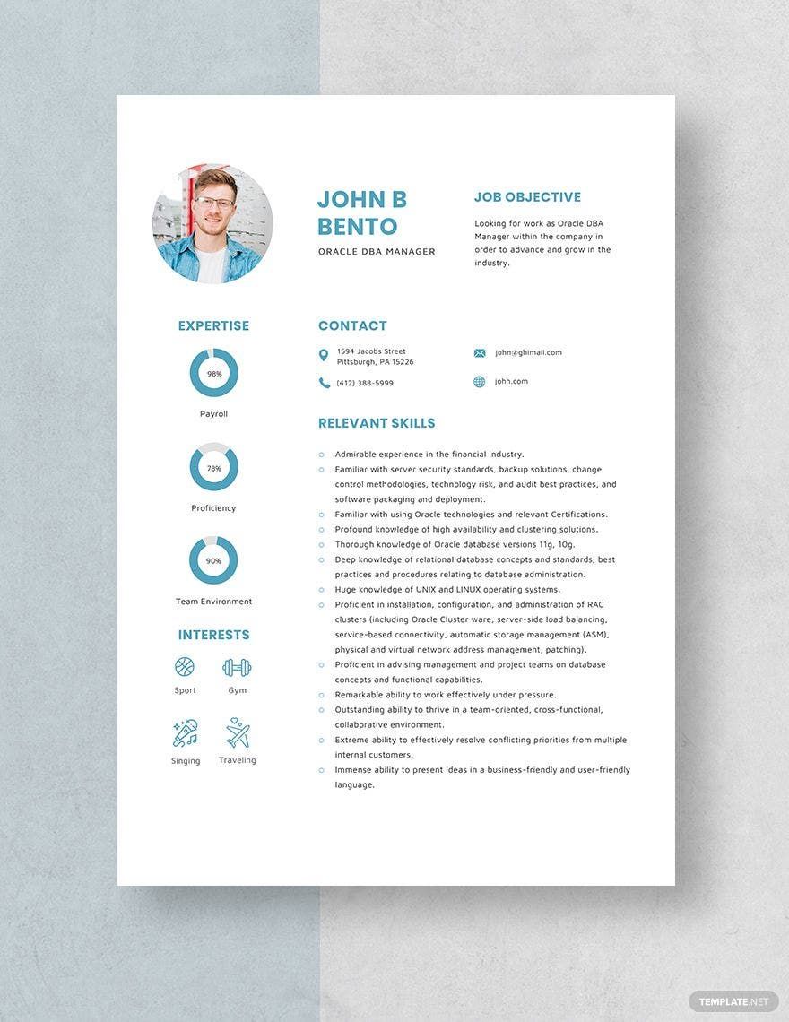 Oracle DBA Manager Resume Template