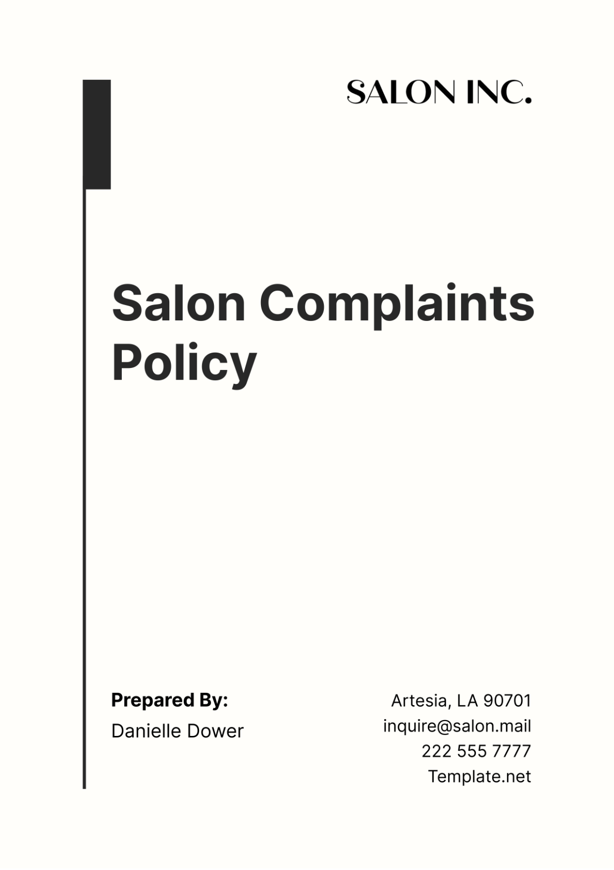 Salon Complaints Policy Template