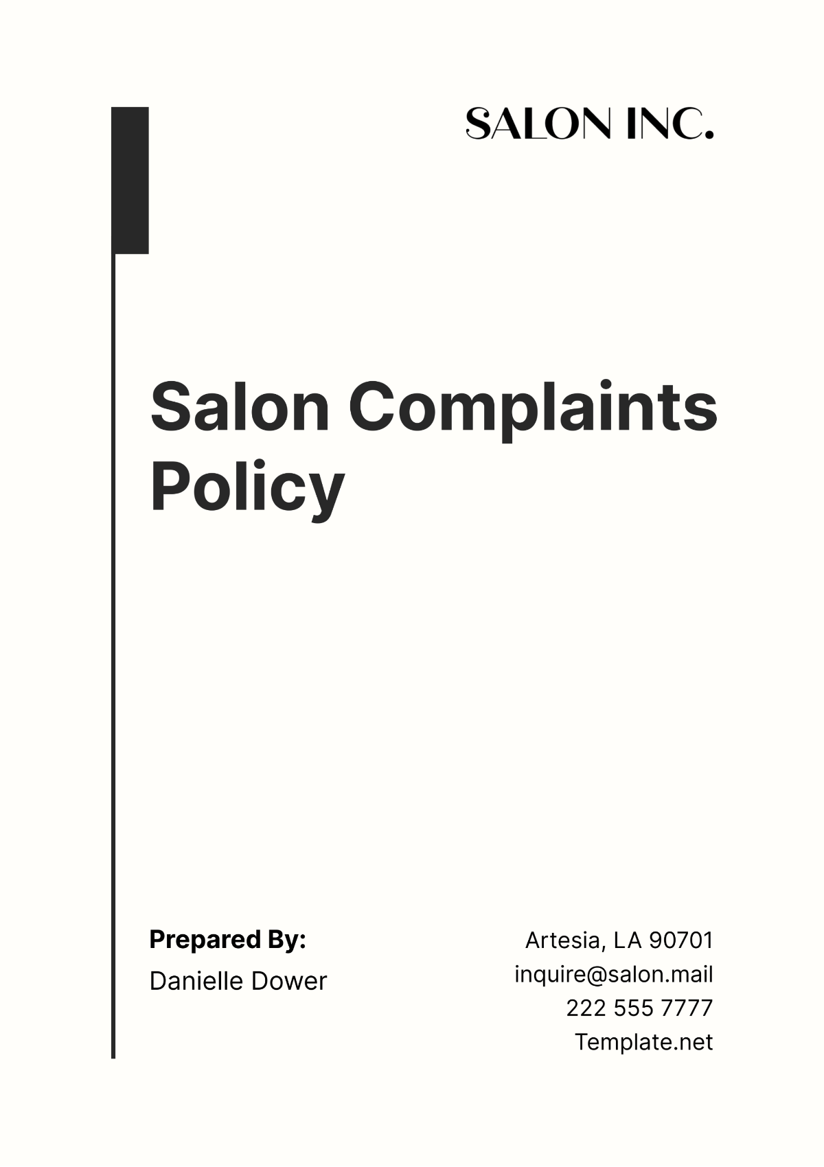 Salon Complaints Policy Template - Edit Online & Download