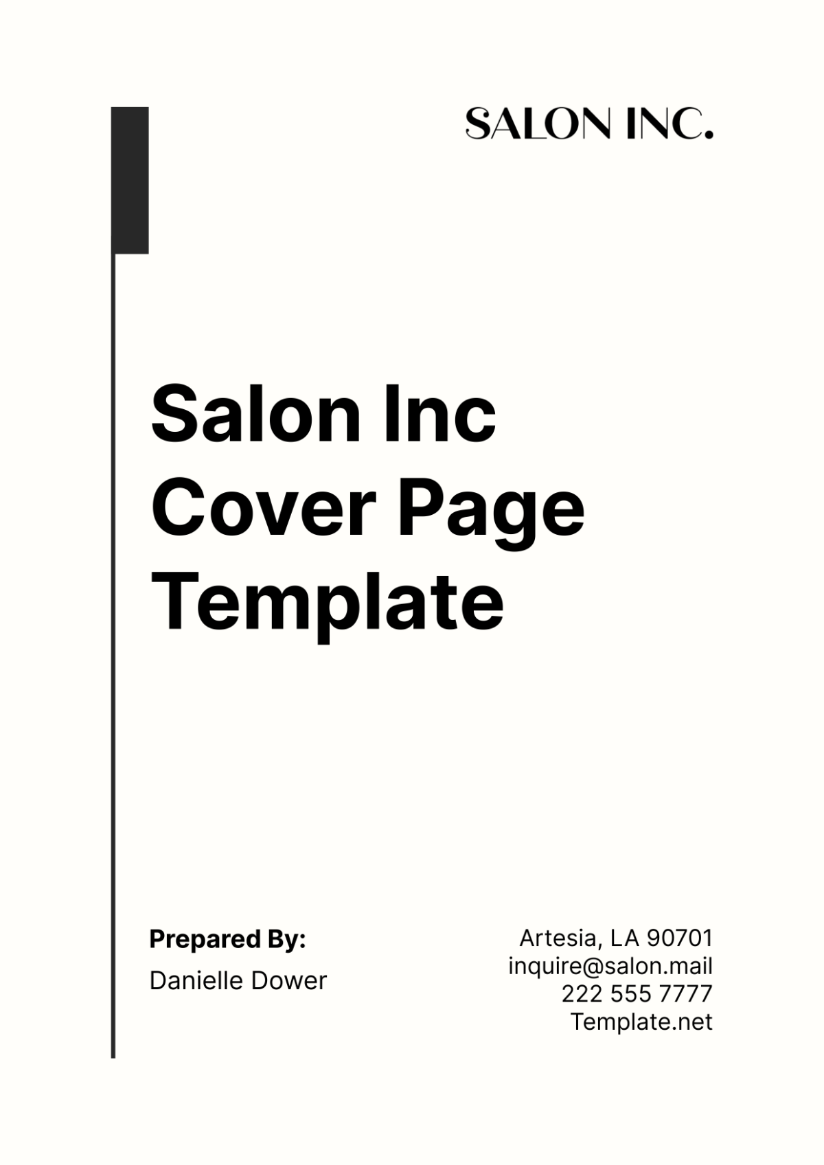 Free Salon Cover Page Template