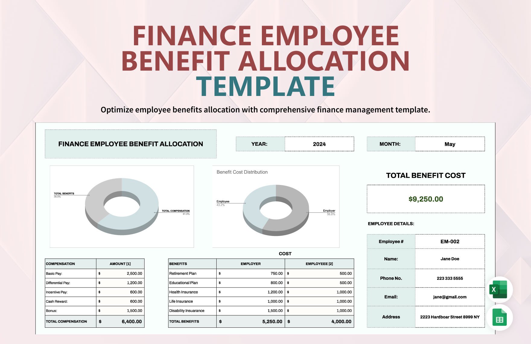 Finance Employee Benefit Allocation Template