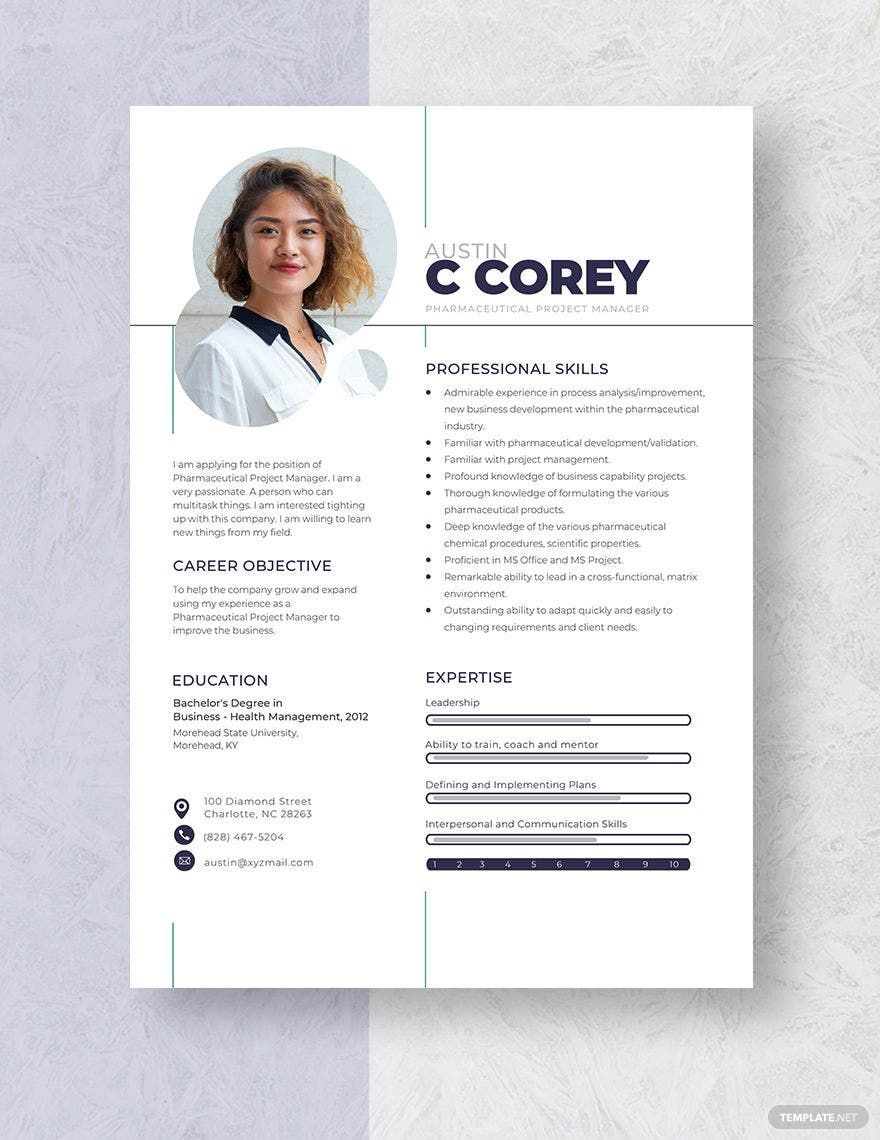 Pharmaceutical Project Manager Resume Template