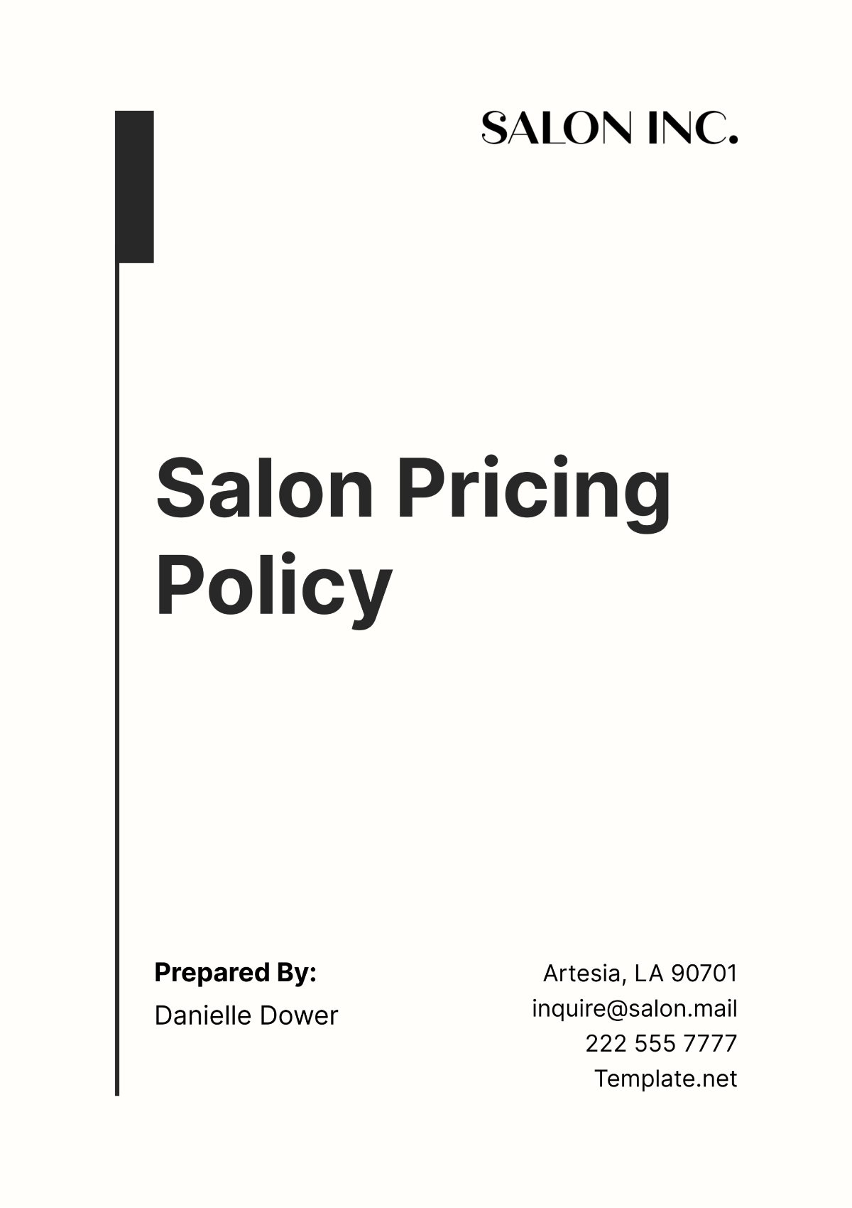 Salon Pricing Policy Template - Edit Online & Download