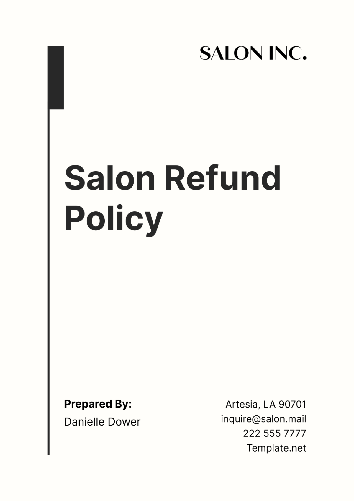 Salon Refund Policy Template