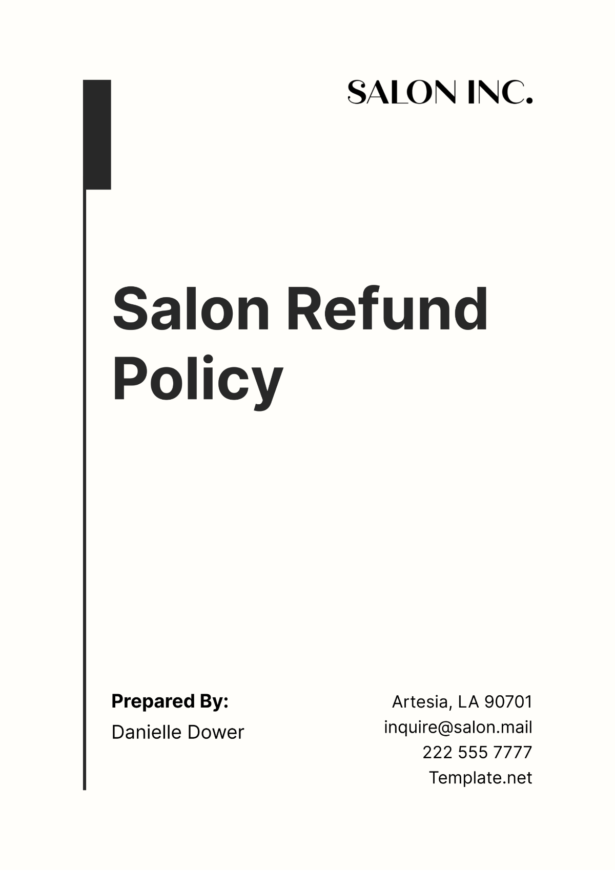 Salon Refund Policy Template - Edit Online & Download