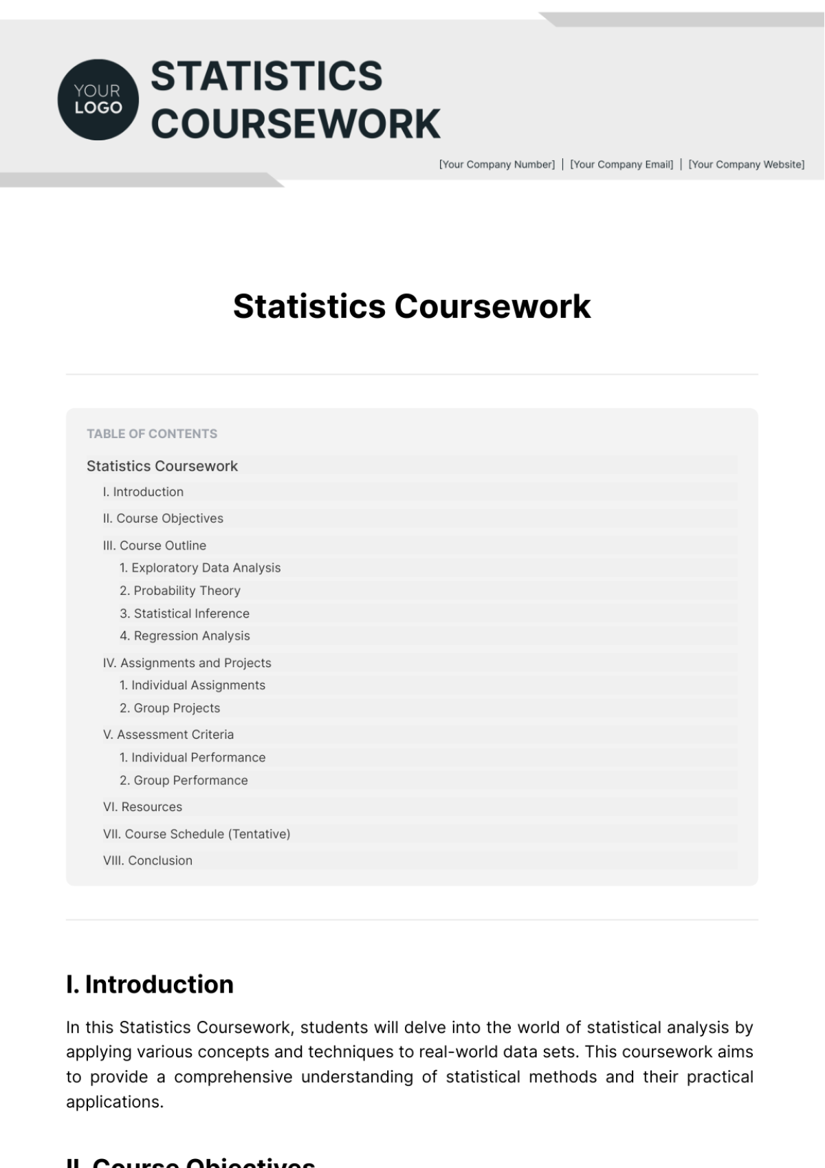 Statistics Coursework Template - Edit Online & Download