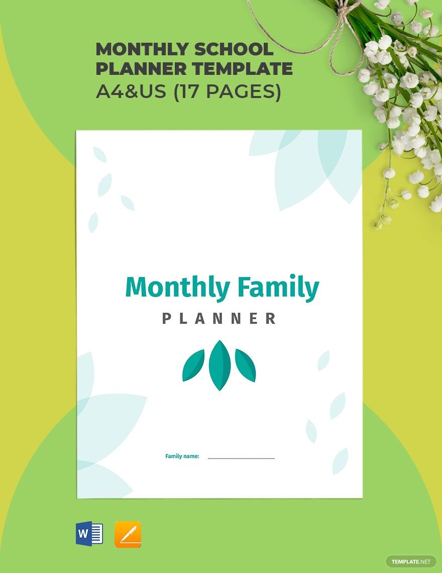 Monthly Family Planner Template in Word, Google Docs, PDF, Apple Pages