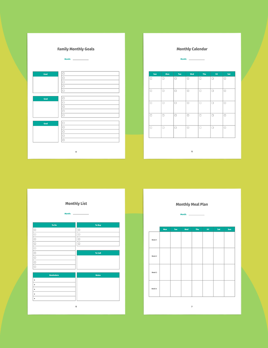 Monthly Family Planner Template