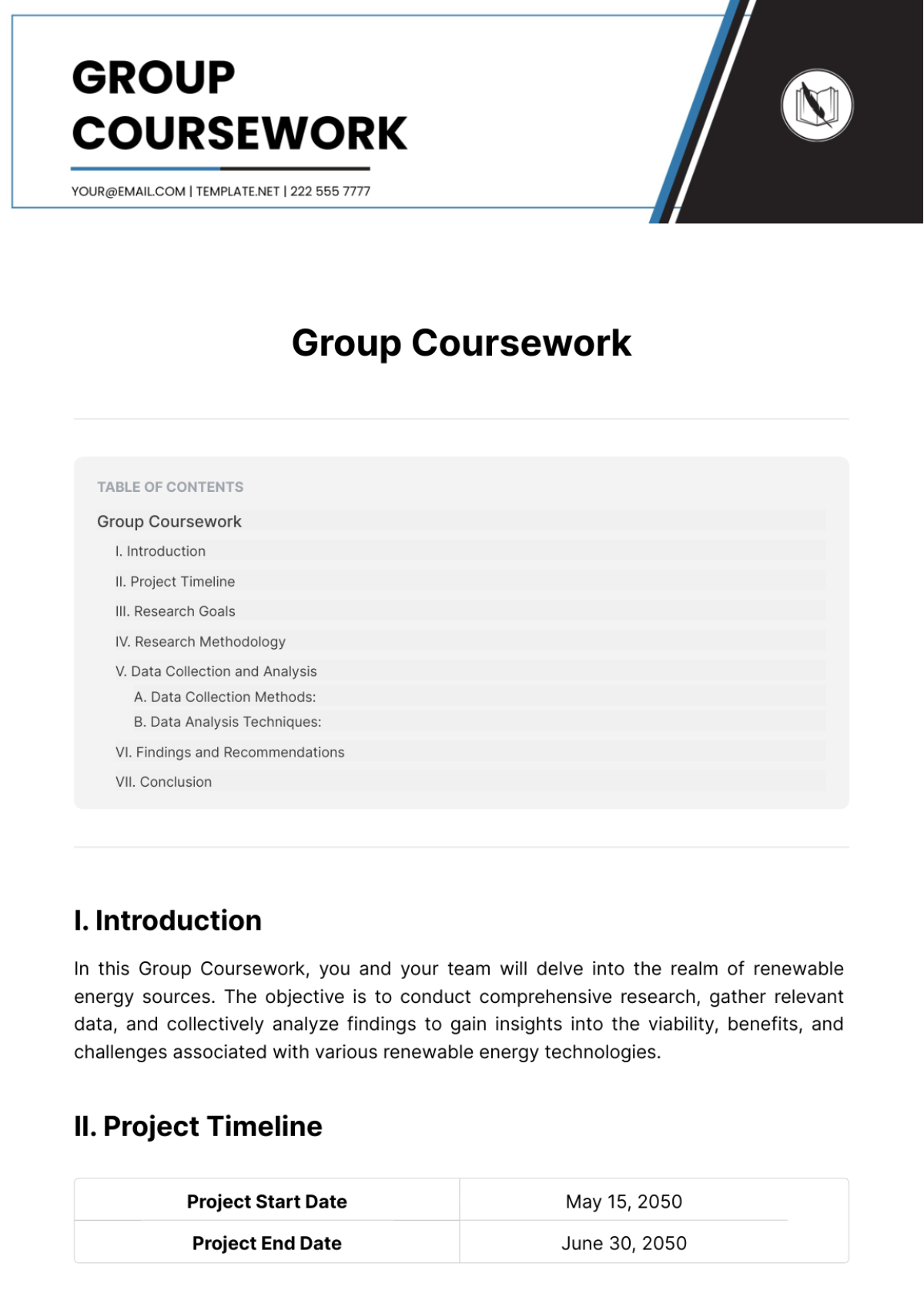 Group Coursework Template - Edit Online & Download