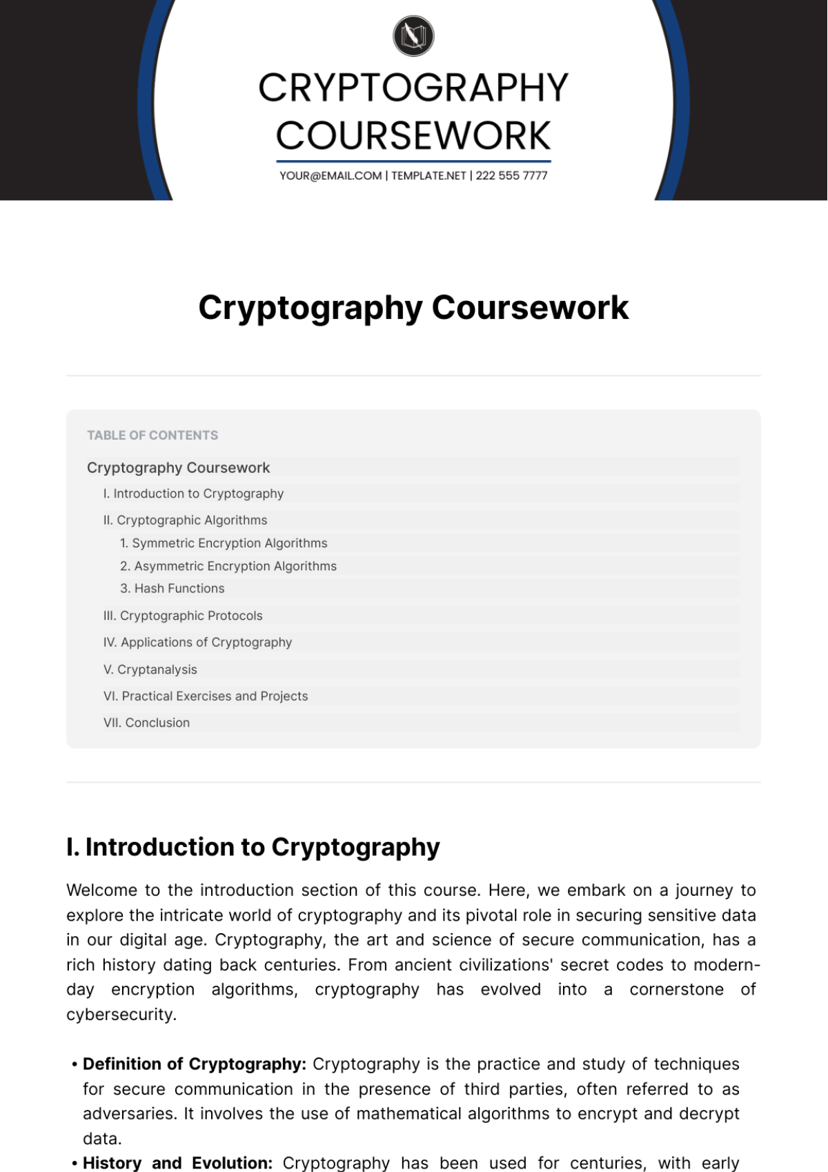 Cryptography Coursework Template - Edit Online & Download