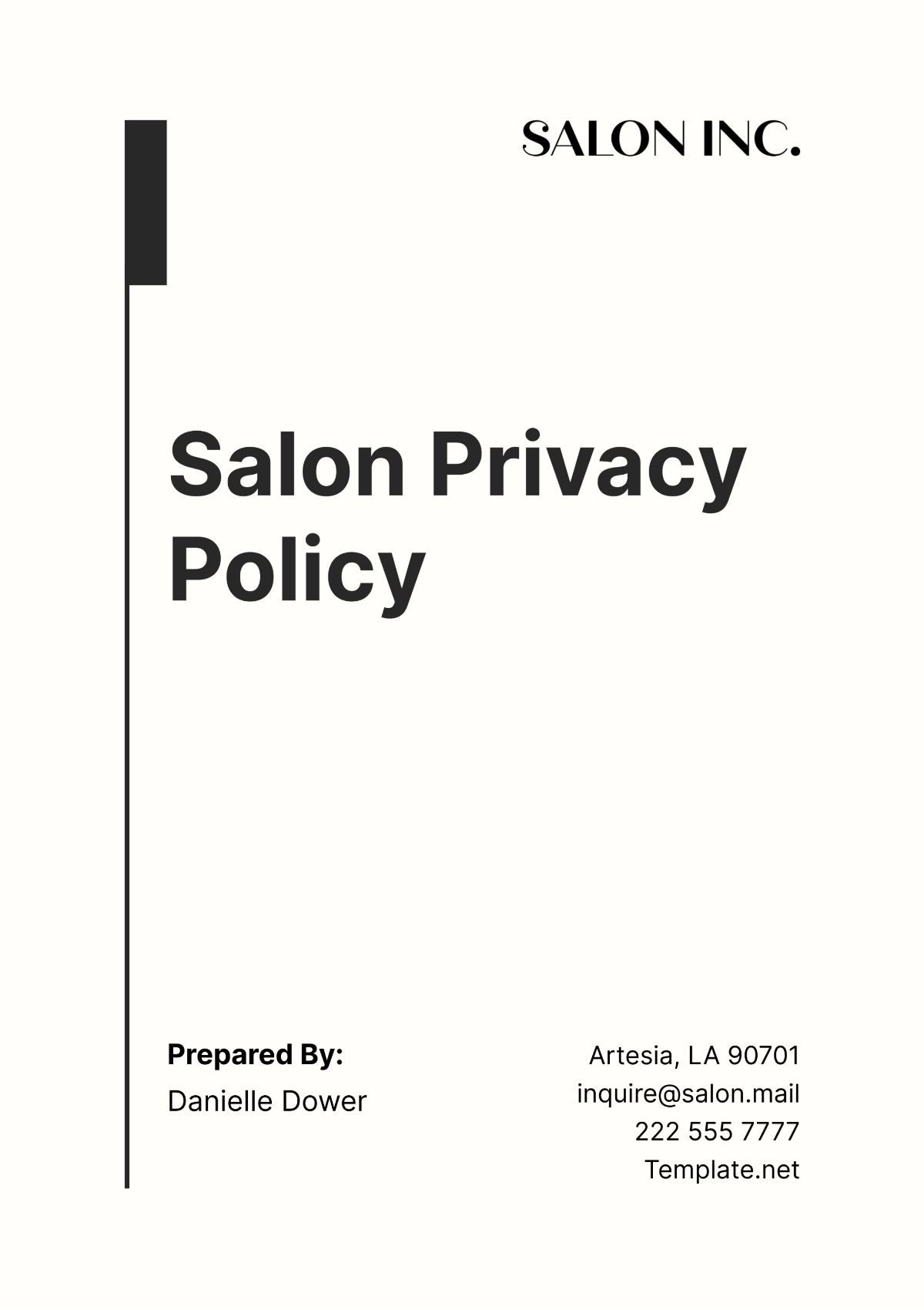 Salon Privacy Policy Template - Edit Online & Download