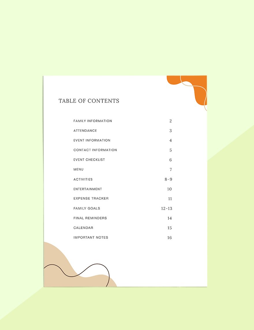 Family Reunion Planner Template
