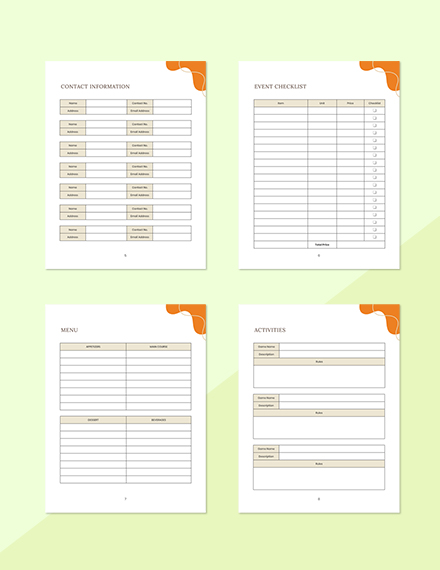 Family Reunion Planner Template Word Apple Pages Template