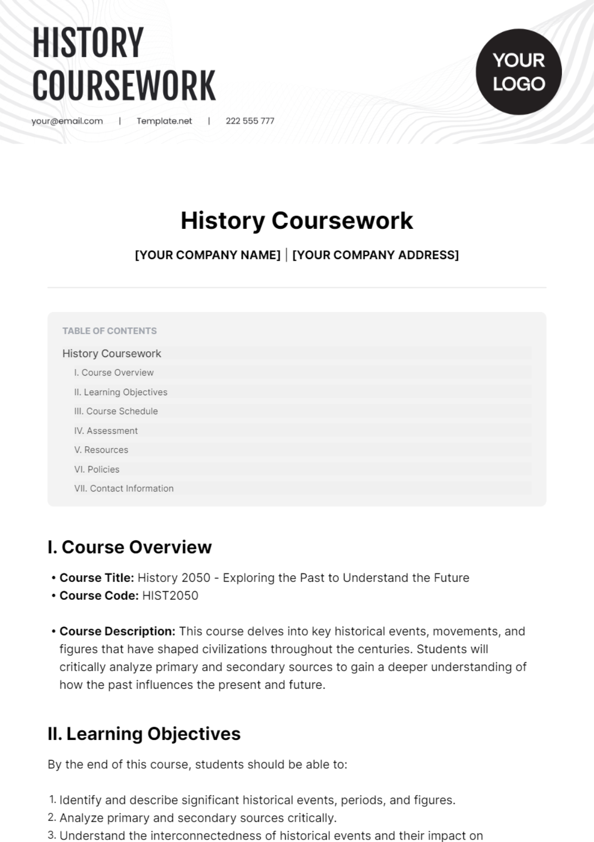 History Coursework Template