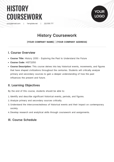 Free History Coursework Template to Edit Online