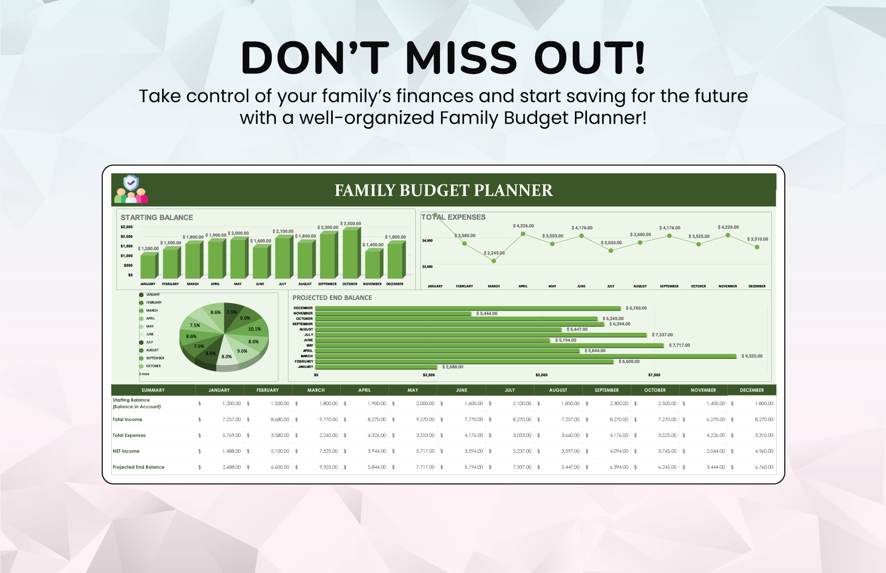 Family Budget Planner Template
