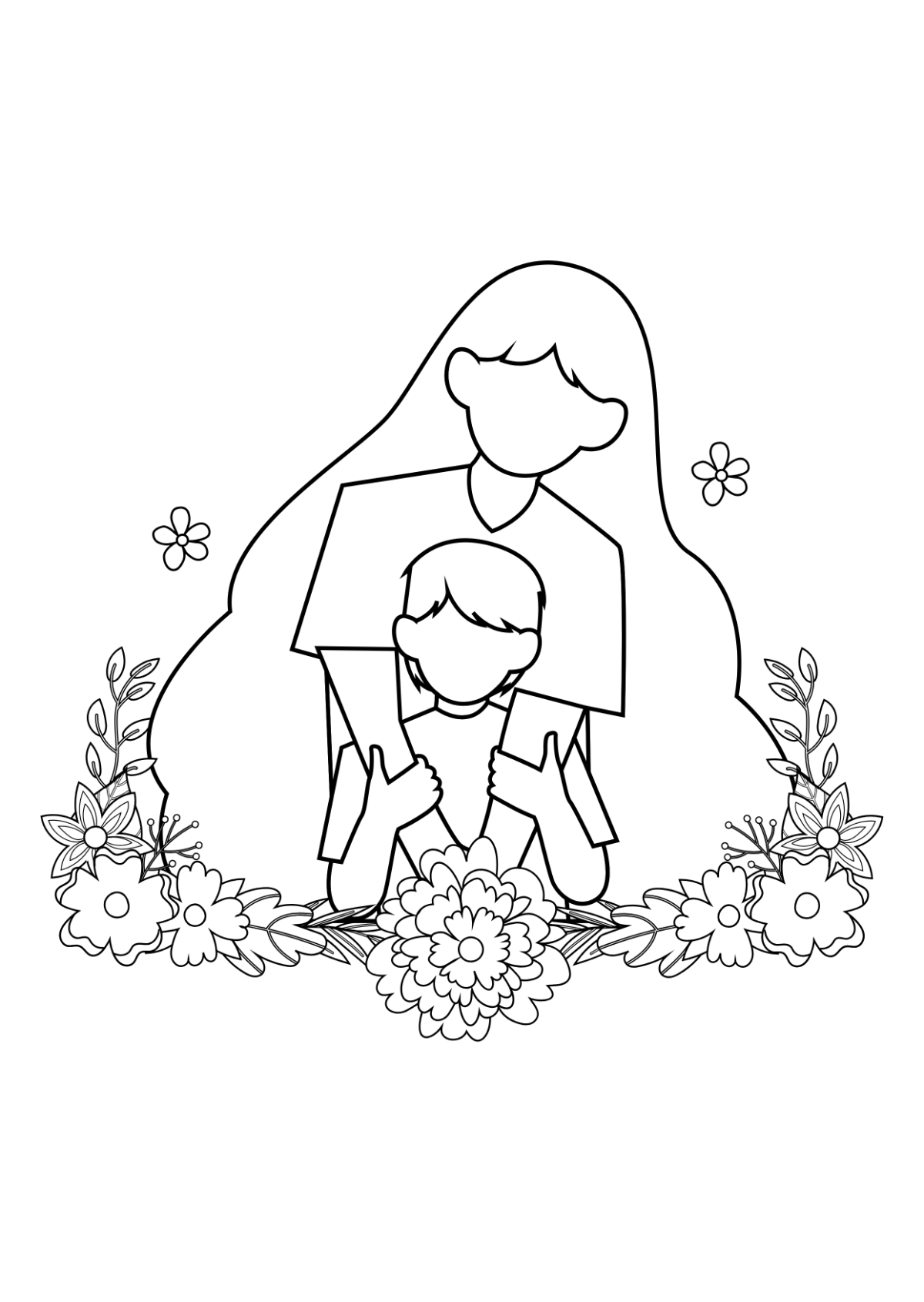 Mother's Day Art Drawing Template