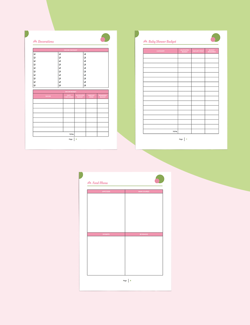 Princess Baby Shower Planner Template