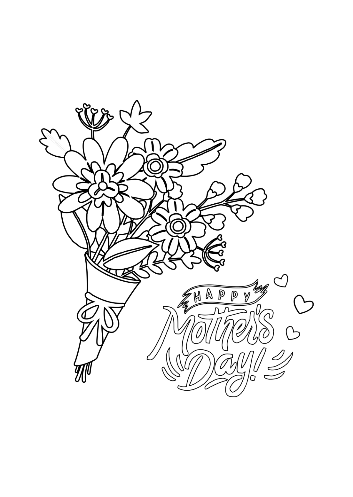 Mother's Day Flowers Drawing Termplate
