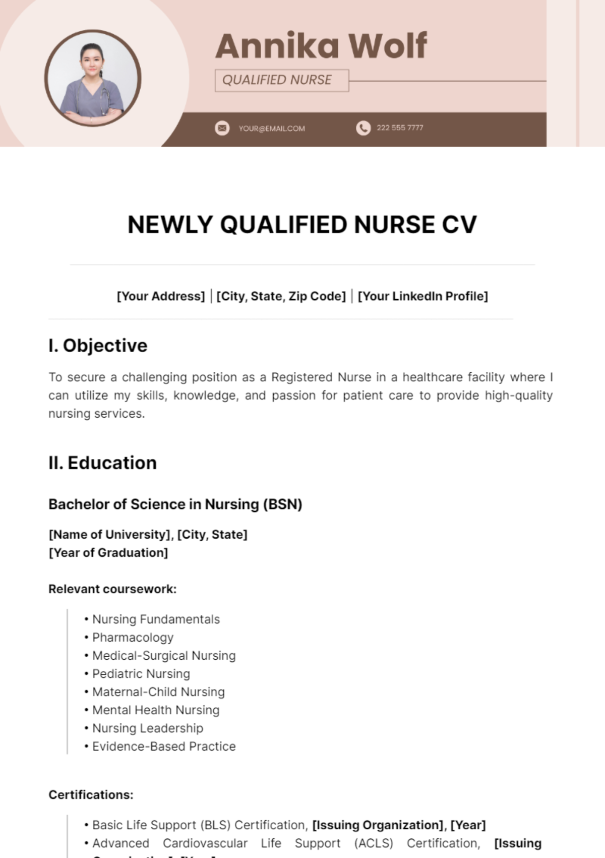 Newly Qualified Nurse CV Template - Edit Online & Download