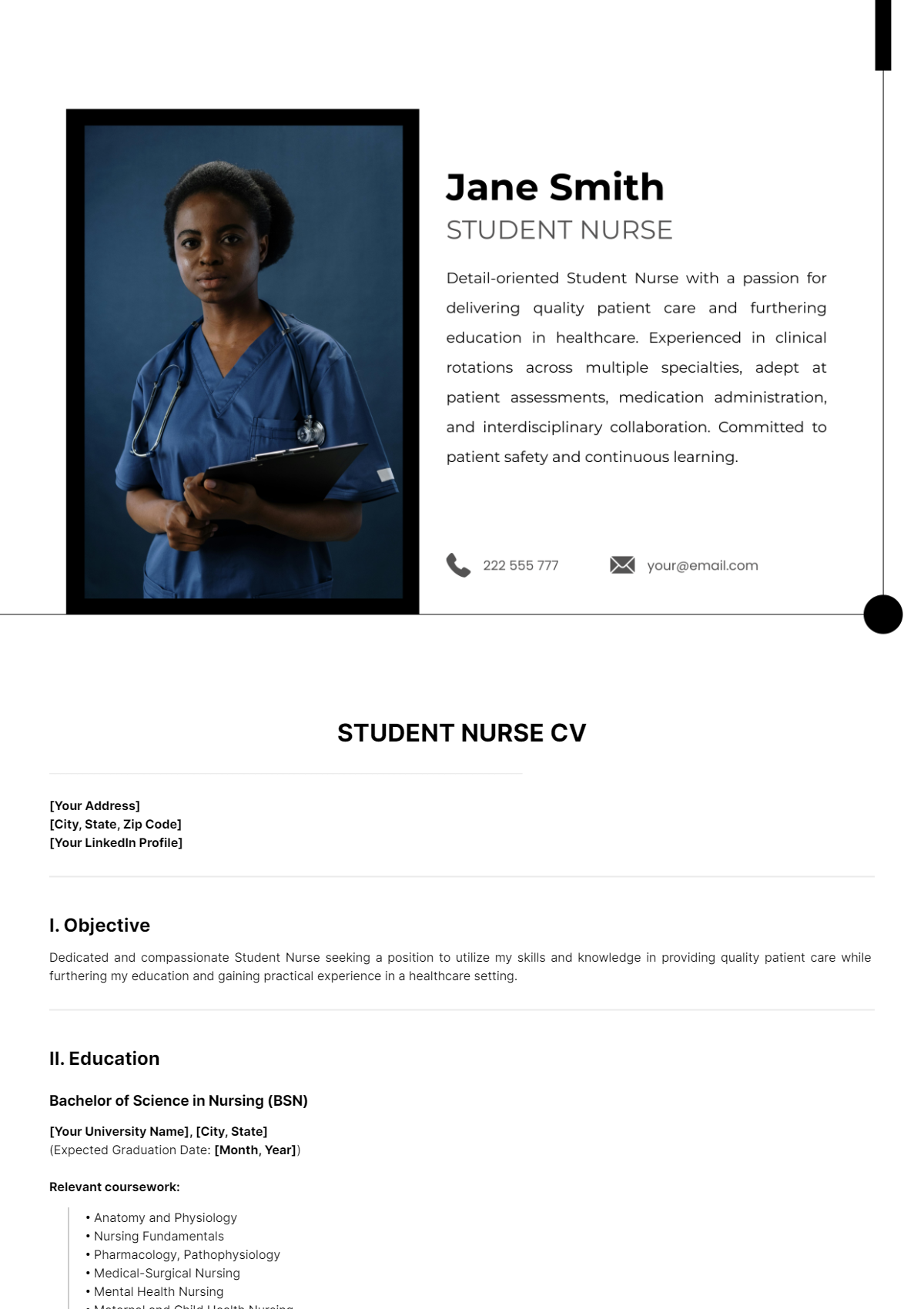 Free Student Nurse CV Template