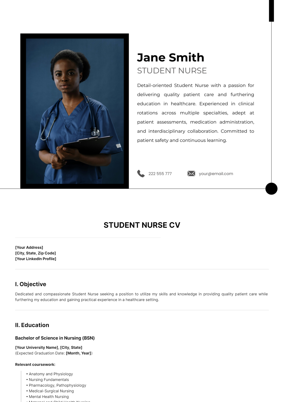 Student Nurse CV Template - Edit Online & Download