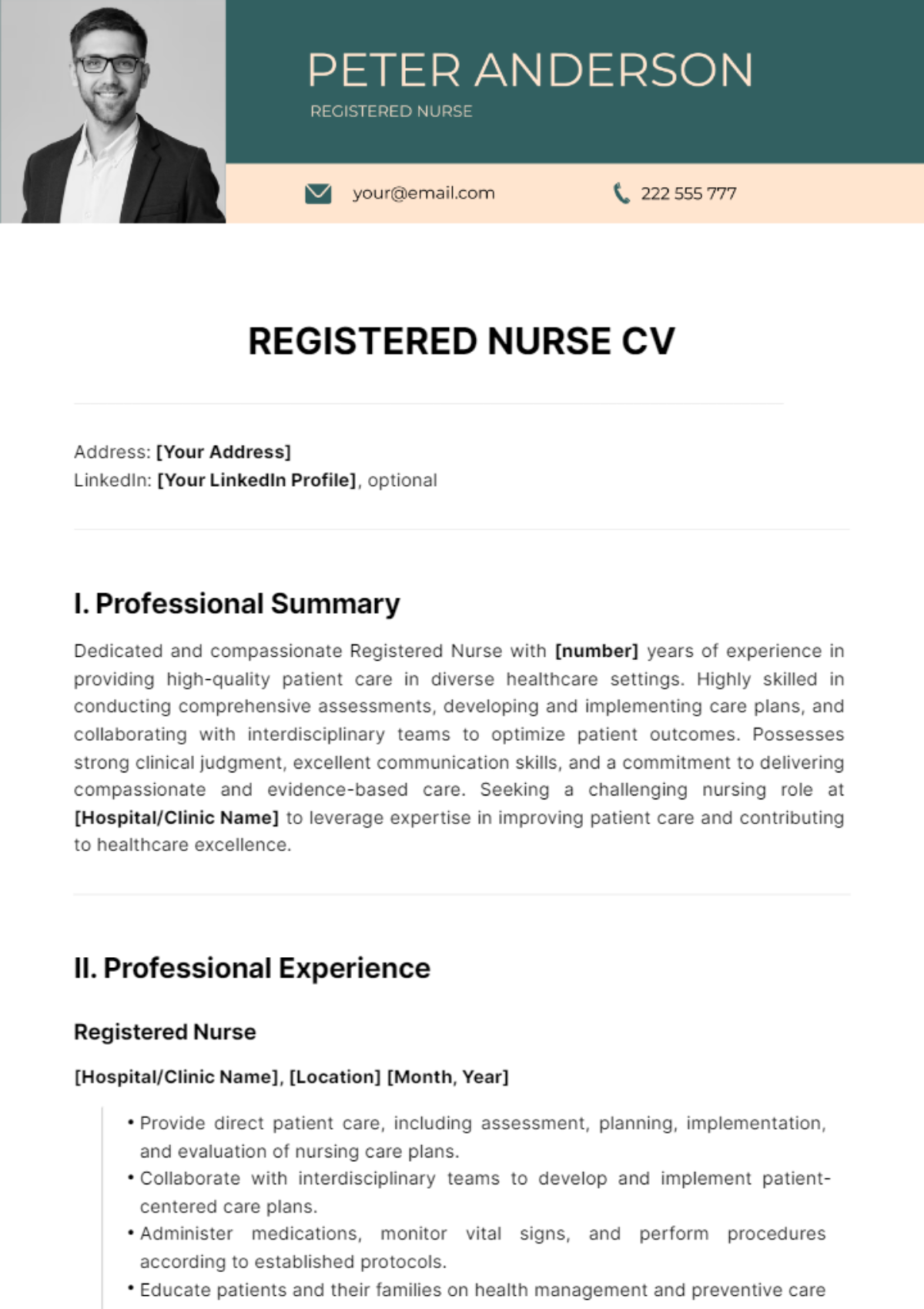 Registered Nurse Cv Template - Edit Online & Download Example 