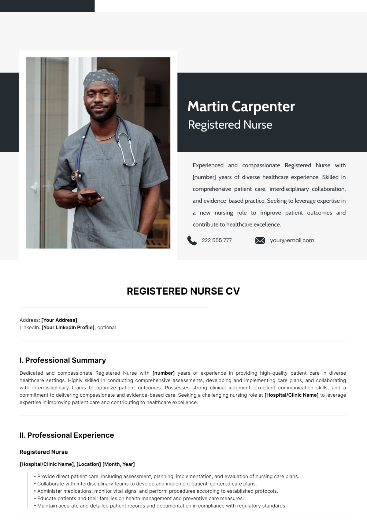 Free Registered Nurse CV Template