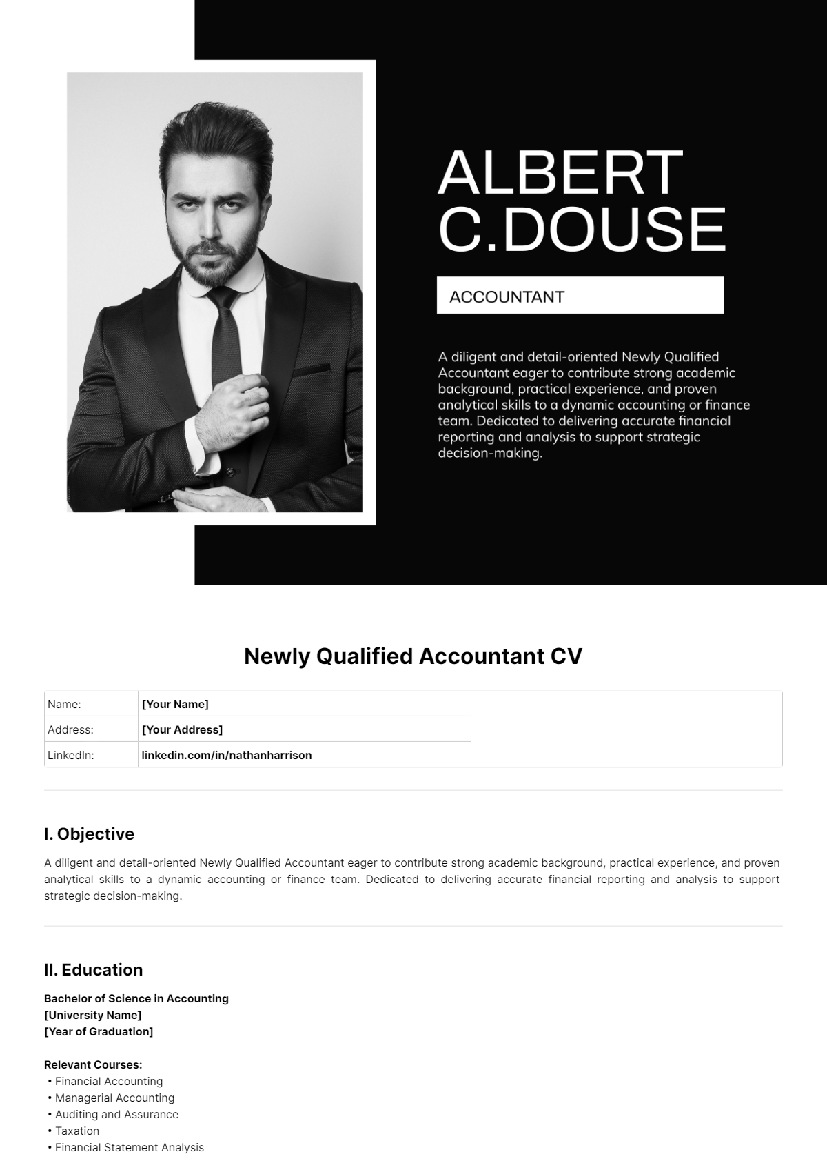 Newly Qualified Accountant CV Template - Edit Online & Download