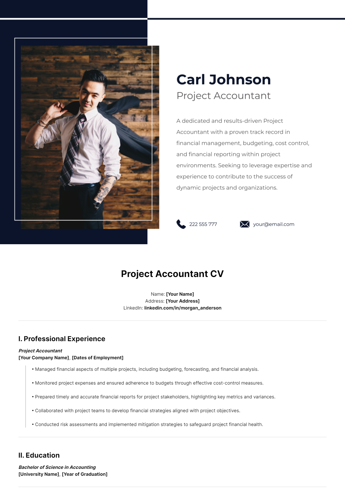 Project Accountant CV Template - Edit Online & Download