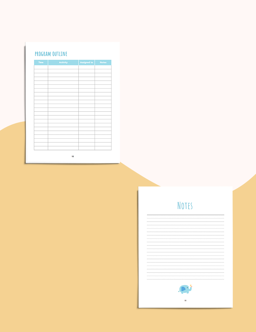 Elephant Baby Shower Planner Template