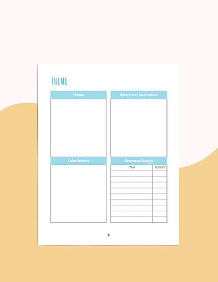 Elephant baby shower Planner Example