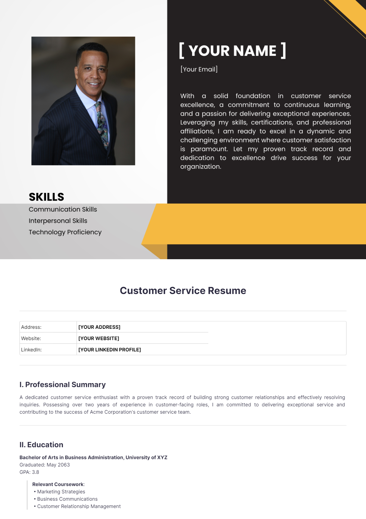 Customer Service Resume - Edit Online & Download