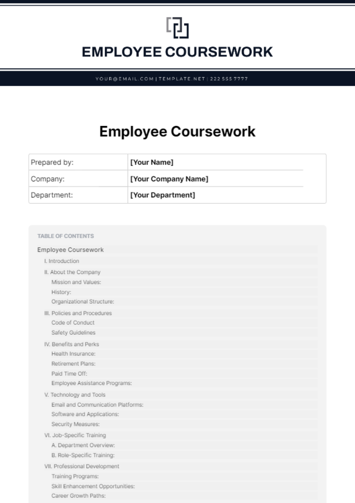 Employee Coursework Template - Edit Online & Download