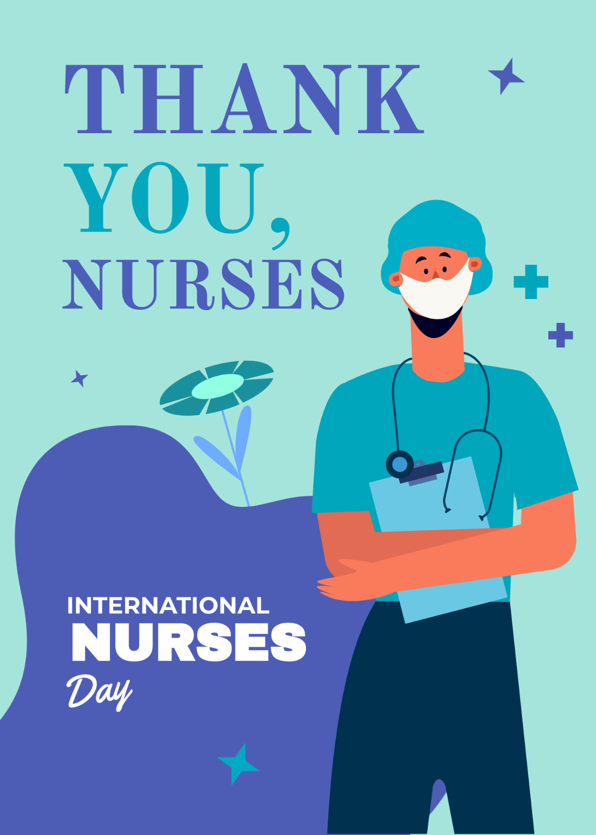 Free International Nurses Day Thank You Card Template