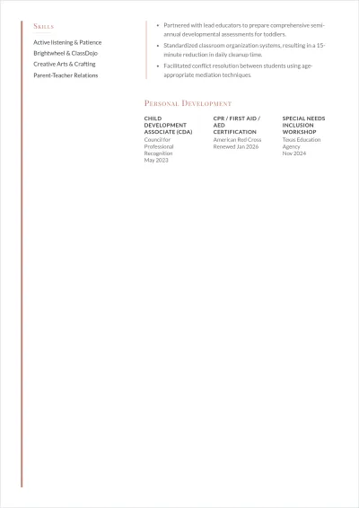 Free Teacher Assistant ATS Resume Template, AI Resume Builder