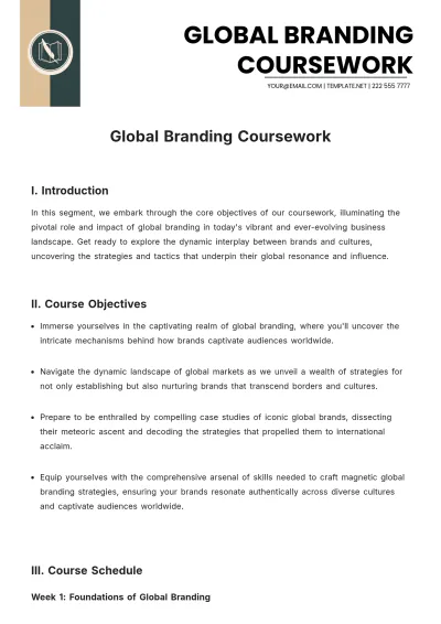 Free Global Branding Coursework Template to Edit Online