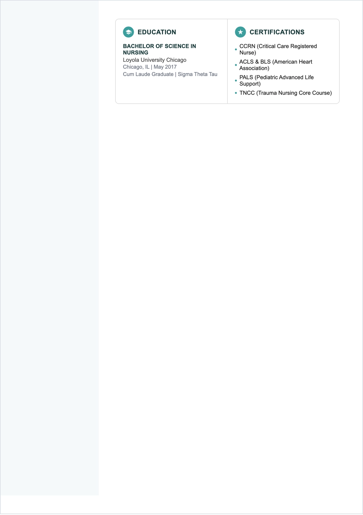 Free Agency Nurse ATS CV Template, AI CV Builder