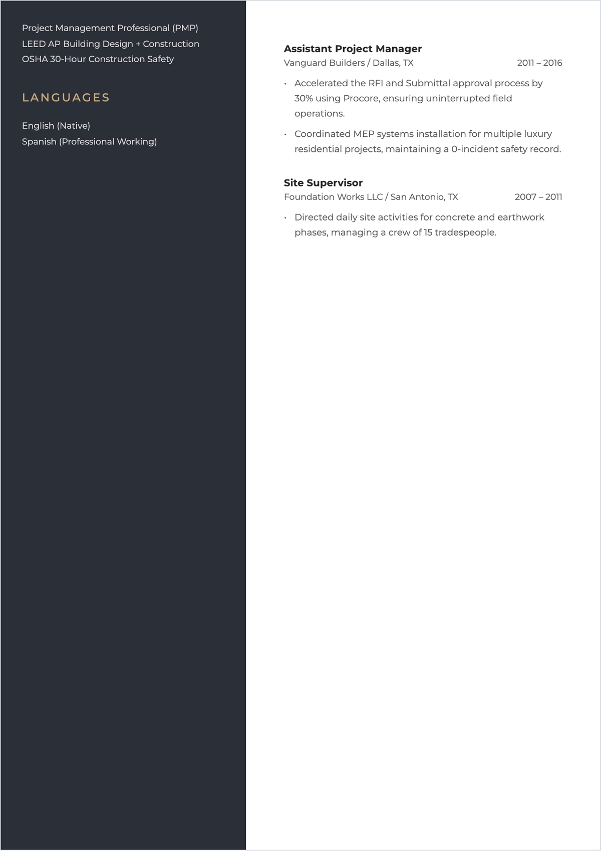 Free Chronological ATS Resume Template, AI Resume Builder