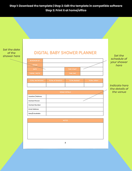 Digital baby shower Planner Template Editable