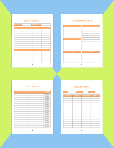 Digital baby shower Planner Template Example