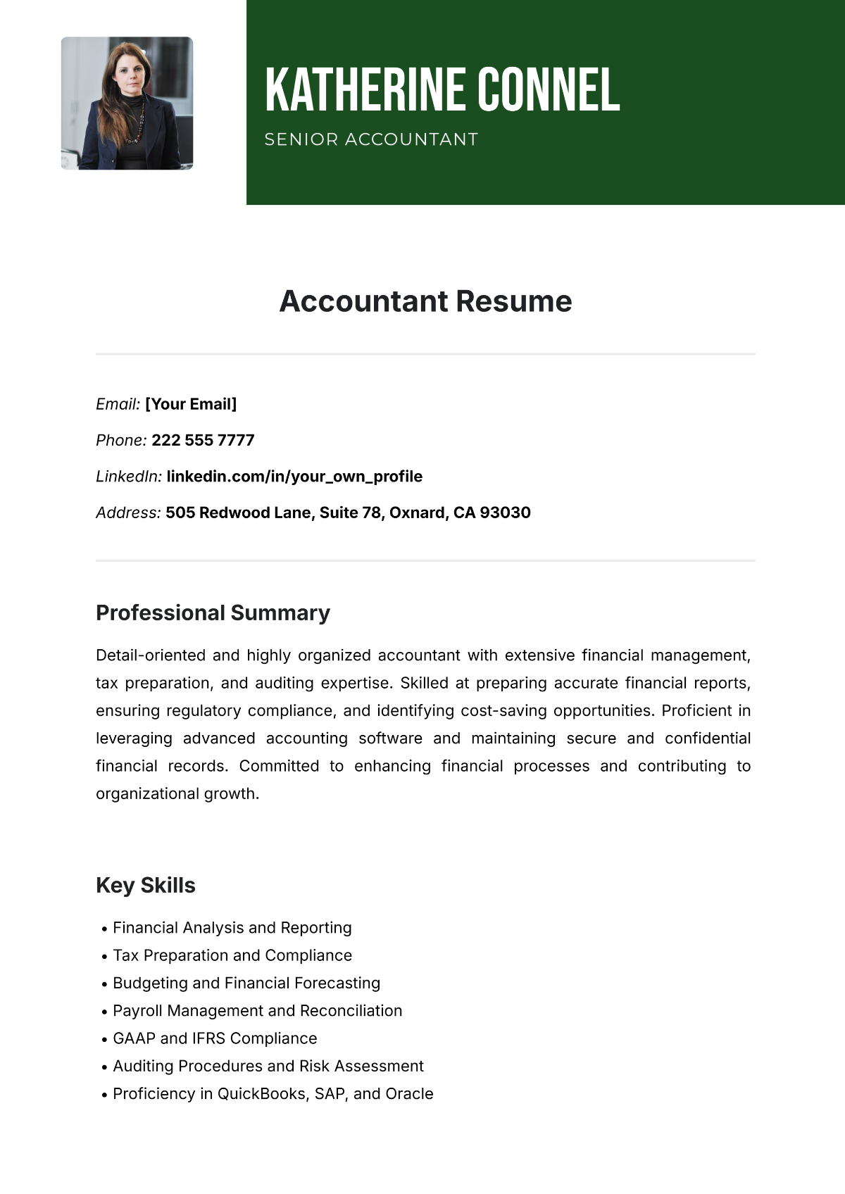 Accountant Resume Template - Edit Online & Download