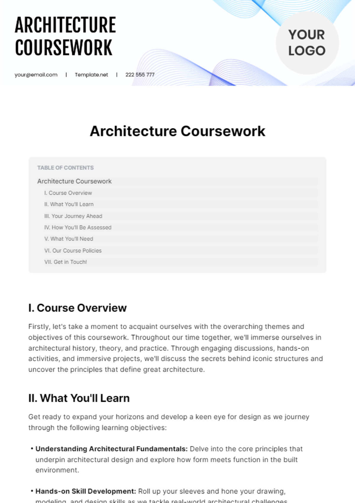 Architecture Coursework Template - Edit Online & Download