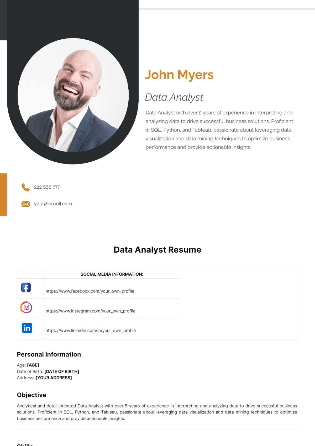 Data Analyst Resume Template