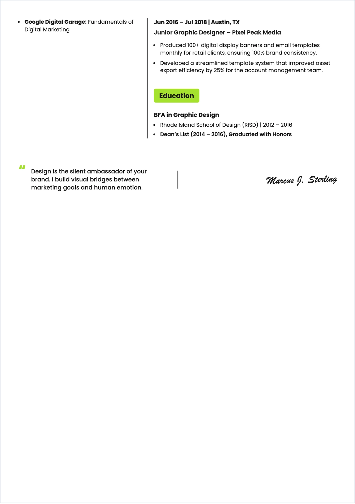 Free Graphic Designer ATS Resume Template, AI Resume Builder