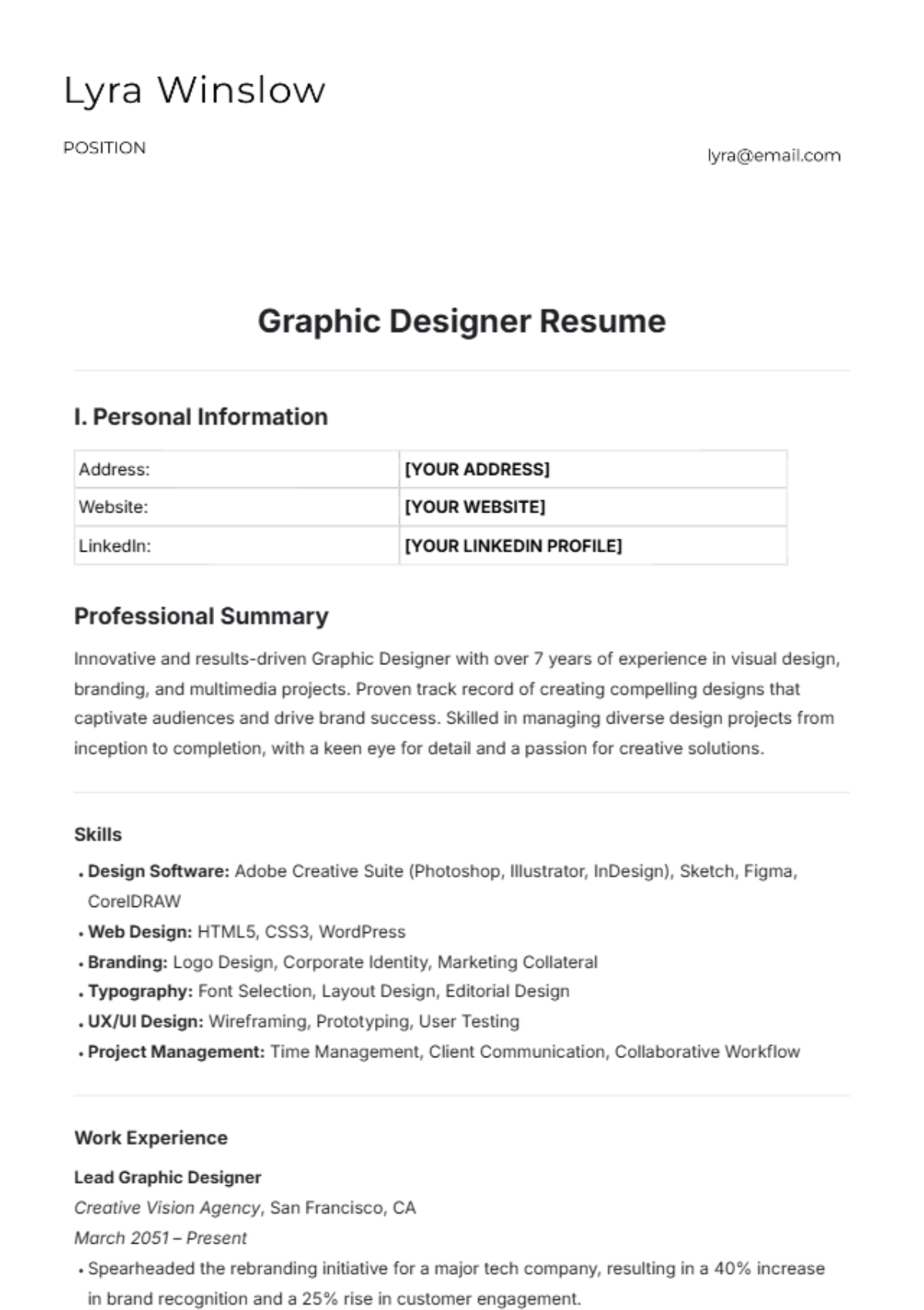 Graphic Designer Resume Template