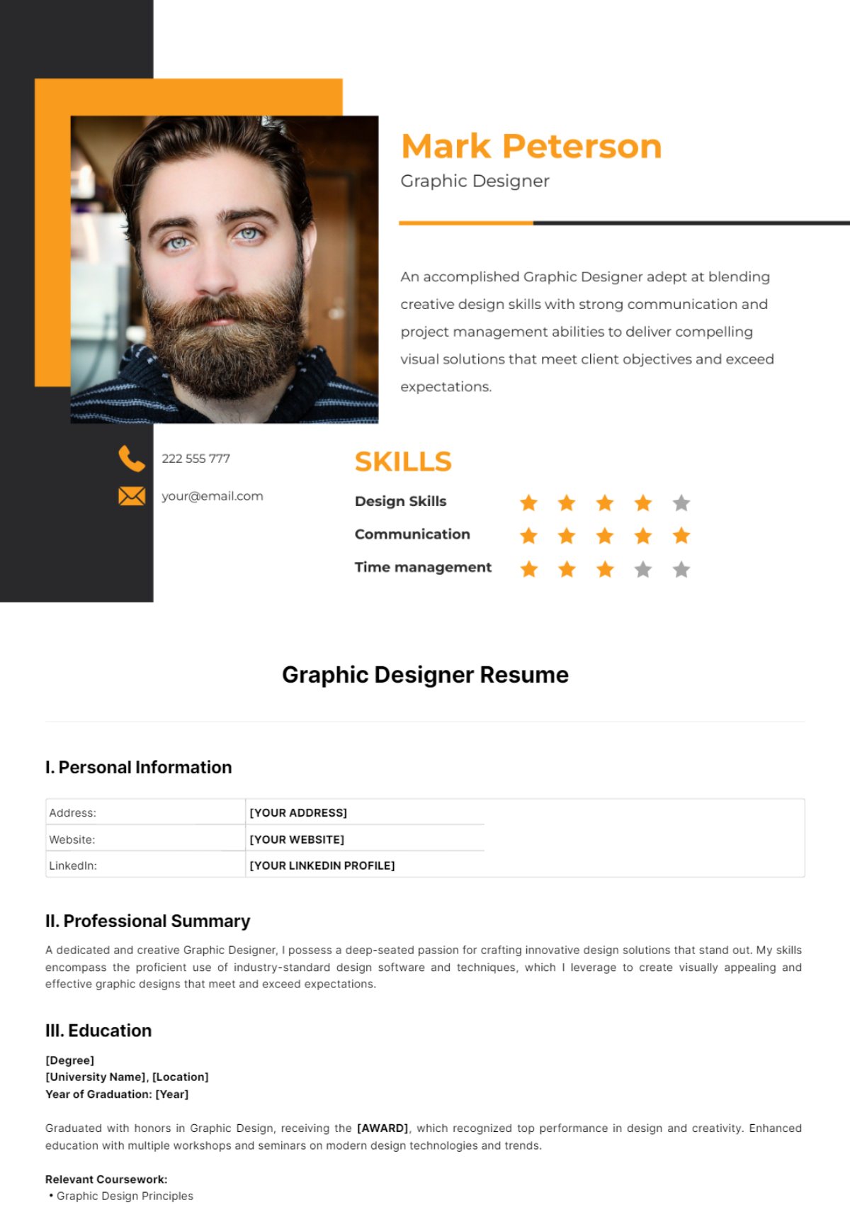 Graphic Designer Resume Template