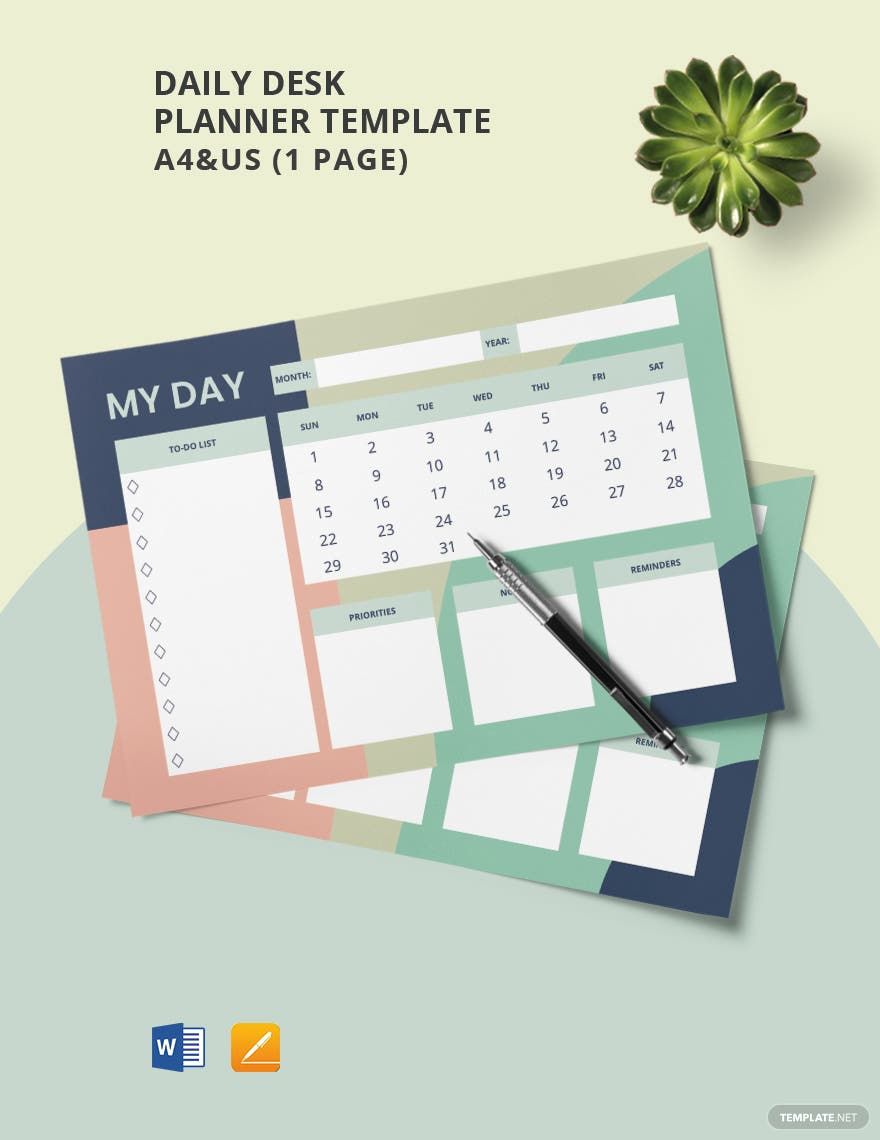 Daily Desk Planner Template