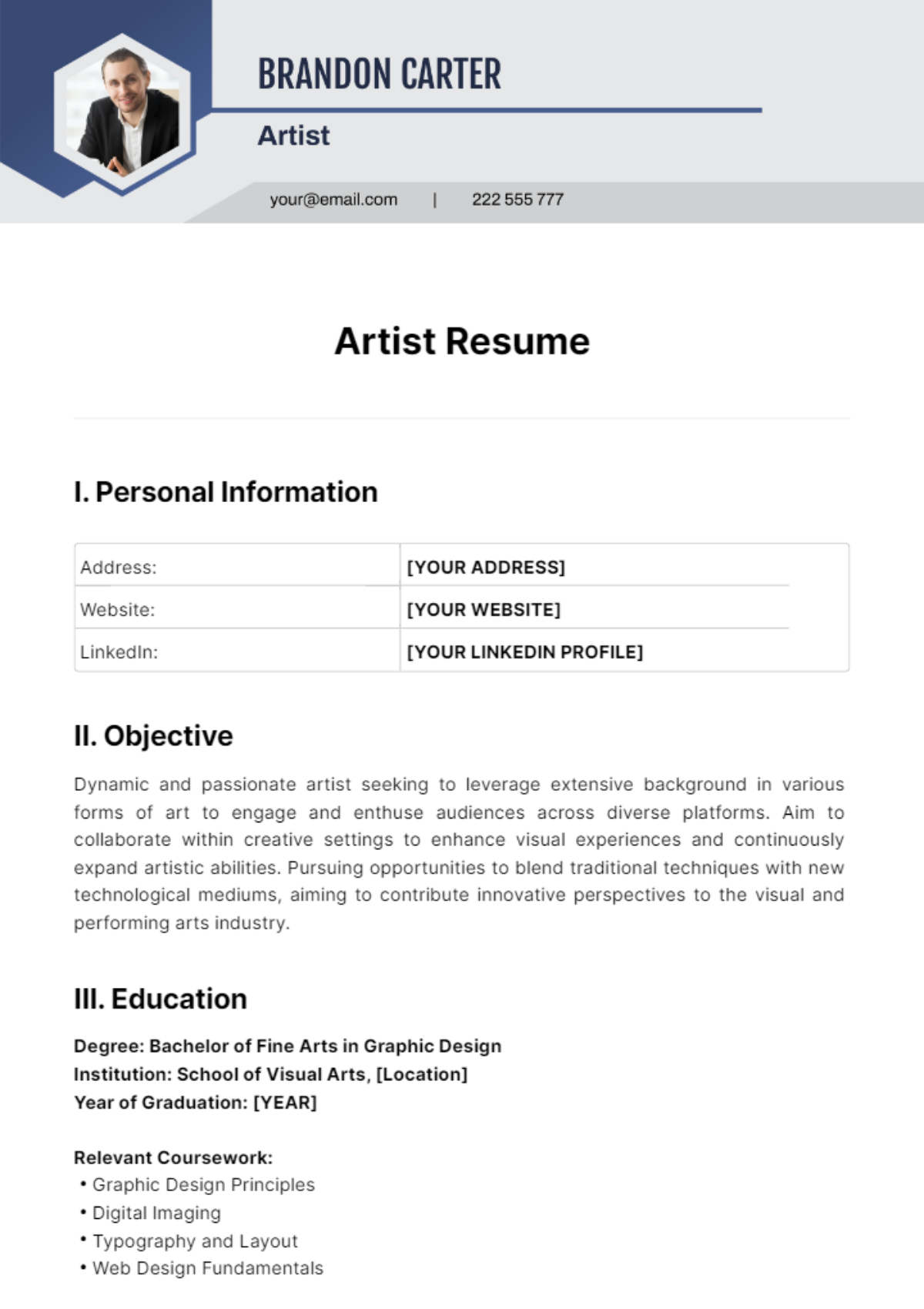Artist Resume Template