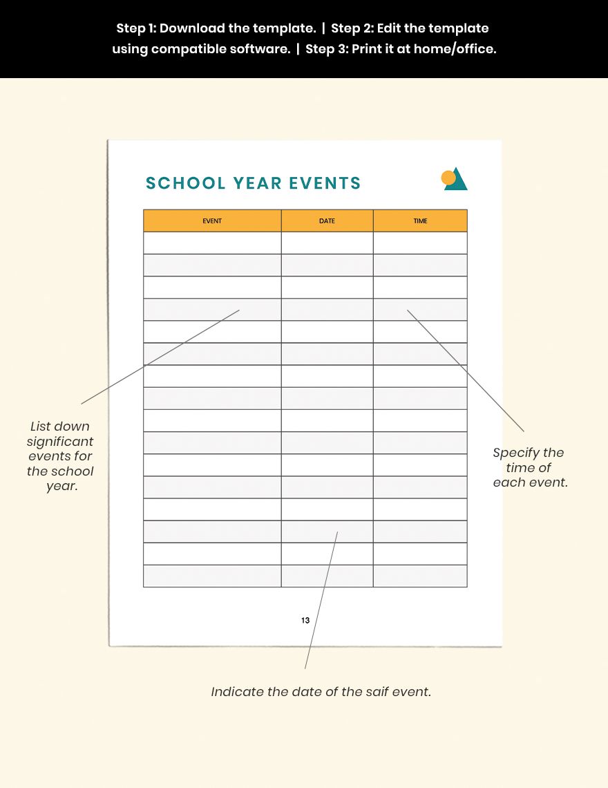 Preschool Lesson Planner Template